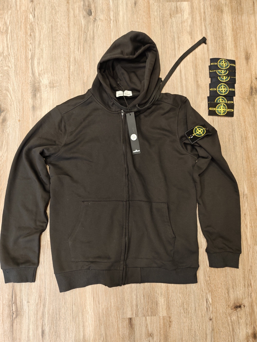 Stone Island Black Hooded Zip-Up XXL